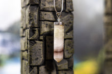 Load image into Gallery viewer, Pink Banded Onyx Pointed Pendant with Sterling Silver Chain