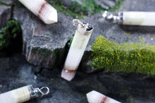 Load image into Gallery viewer, Pink Banded Onyx Pointed Pendant with Sterling Silver Chain