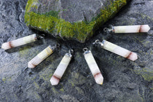 Load image into Gallery viewer, Pink Banded Onyx Pointed Pendant with Sterling Silver Chain