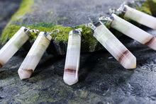 Load image into Gallery viewer, Pink Banded Onyx Pointed Pendant with Sterling Silver Chain
