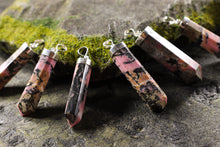Load image into Gallery viewer, Rhodonite Pointed Pendant with Sterling Silver Chain
